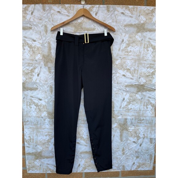 Vtg YVES SAINT LAURENT Rive Gauche Trousers Pant Black F40 US8 Belt Hook eye - Picture 1 of 12